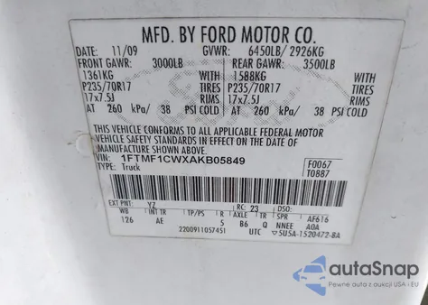 2010 Ford F-150 Stx/Xl/Xlt from USA, damaged, VIN 1FTMF1CWXAKB05849